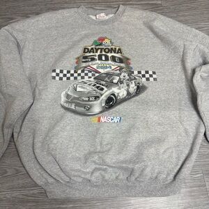 Vintage Disney Daytona 500 NASCAR Sweatshirt Sz XL Crewneck Mickey Y2K Gray 2004